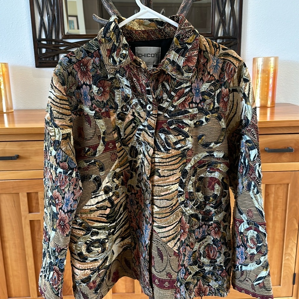 EUC Chico’s applique lined jacket, 2/L